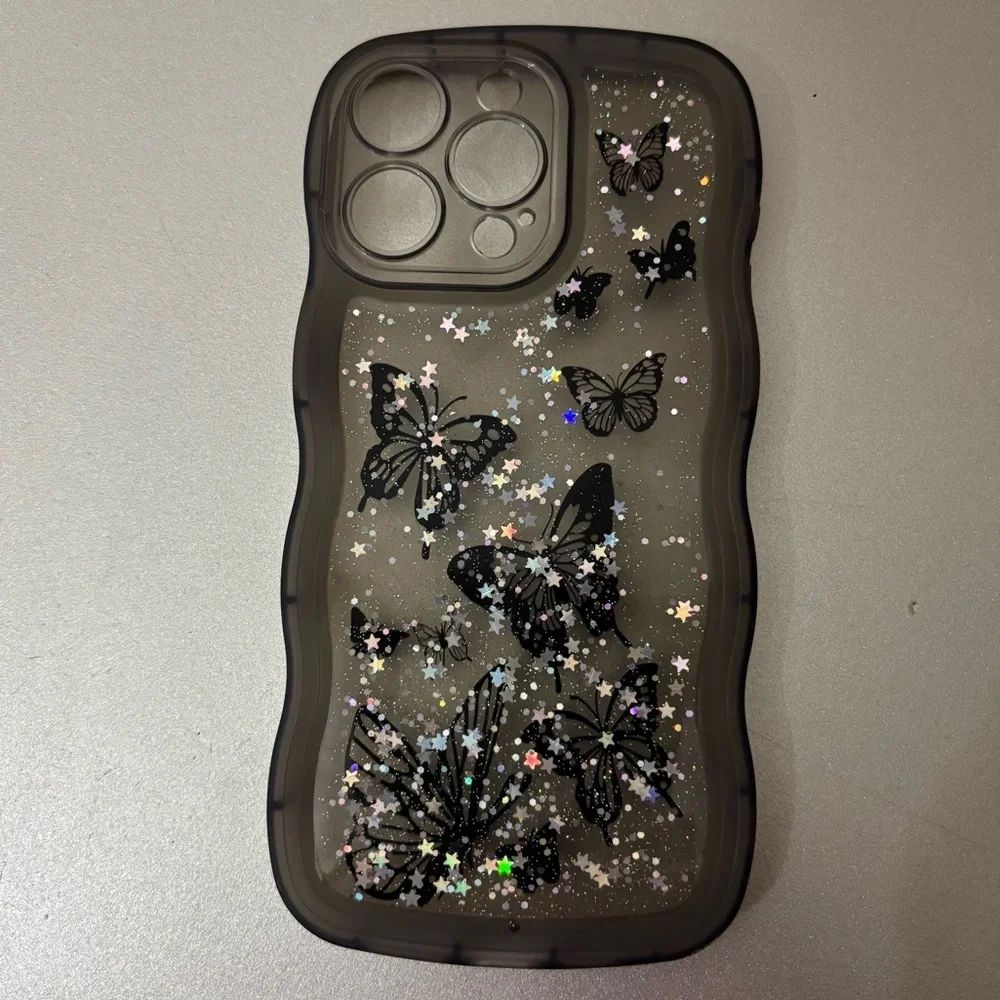 16 pro Butterfly Design Phone Case - Black